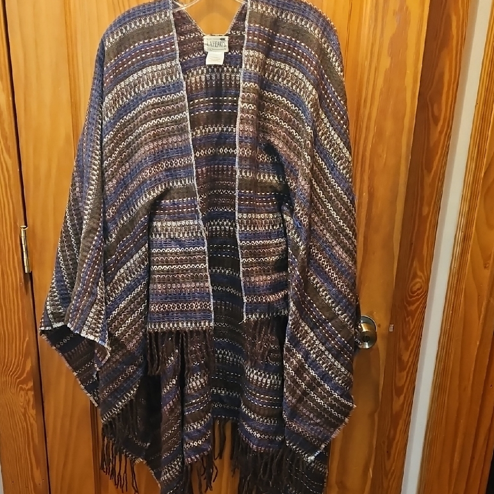 La Hearts Multicolor Knit Poncho